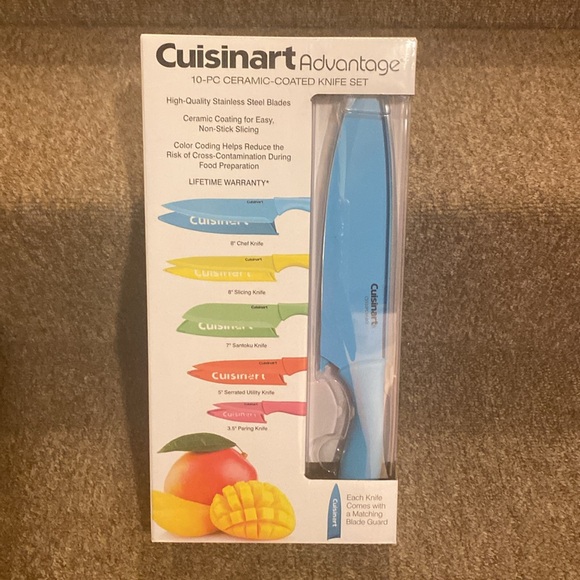 🩵💚🩷💛🧡NWT Cuisinart Advantage 10PC Ceramic Coated Knife Set - Picture 3 of 10